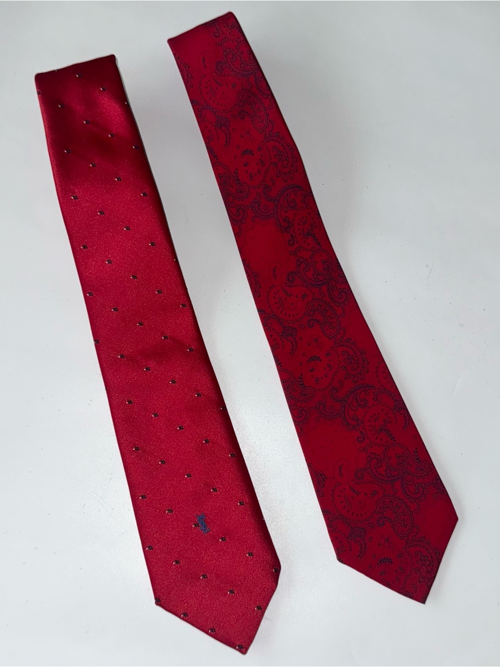 Vintage Men’s Designer Yves Saint Laurent YSL / Chloé Pure Silk Red Ties